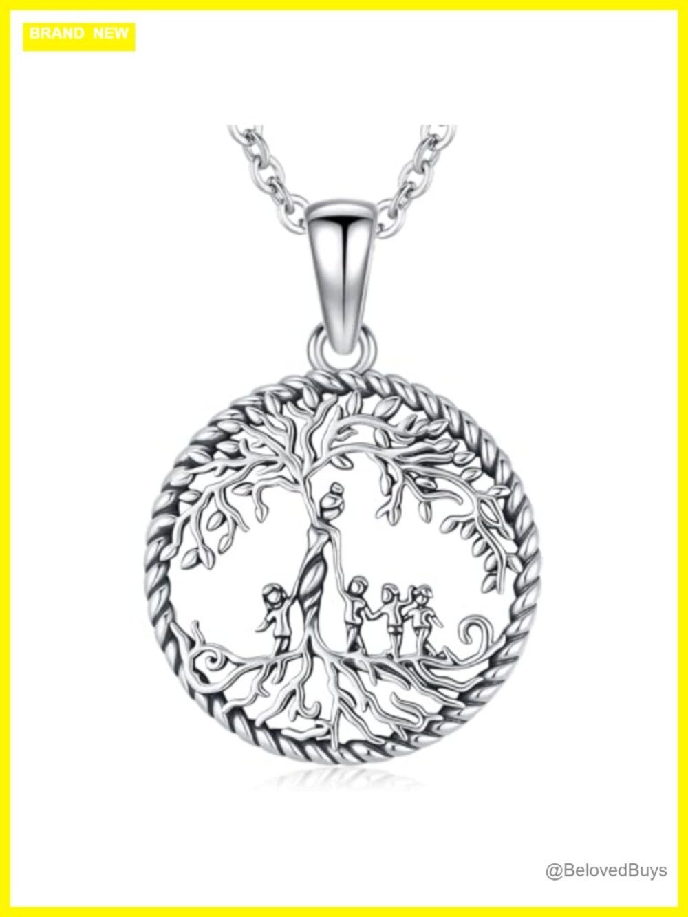 Sterling Silver Tree of Life Pendant Necklace Abalone Shell 20"